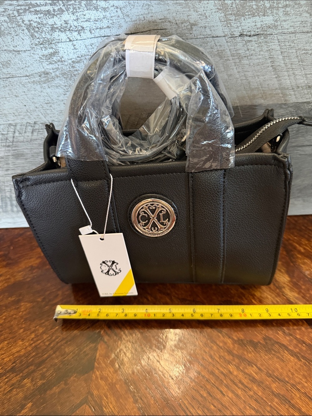 NWT Christian Lacroix Black Vally Pebble Small Structured Tote Crossbody - Picture 10 of 11